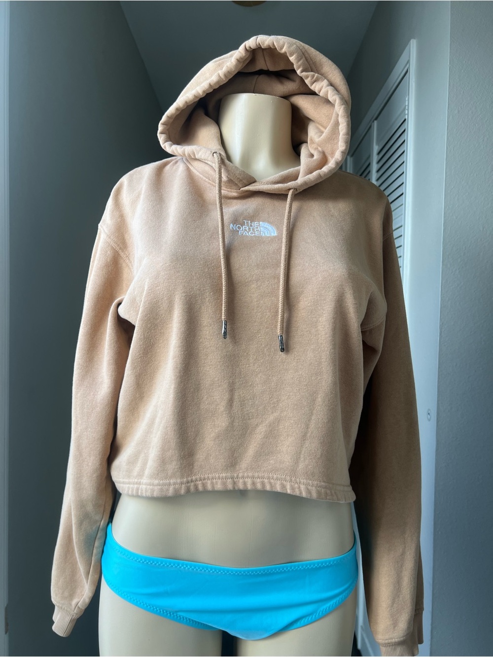 The North Face Women's Tan Cropped Fleece Hoodie